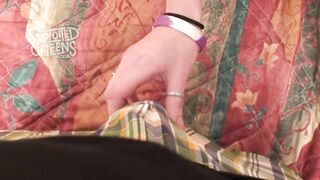 Petite redheaded teenie sucks for the first time on video