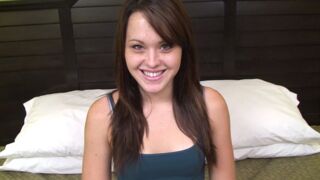 Watch this teen newbie inhale a fat 8 inch cock