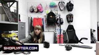 Sexy Store Associate Lets The Security Stretch Her Pussy