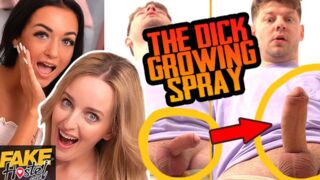 Fake Hostel - Micro Penis guy grows 8 inches with Dick Growing Spray and gets into a threesome with blonde and brunette