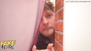 Fake Hostel Backpacker Fucks Redhead Landlady and Her Petite Maid