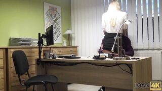 Amateur. Sexy blonde pays for her debts using her perfect pussy