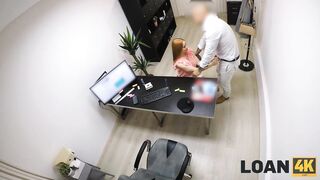 Amateur. Red-haired goddess with perfect big boobs fucks for a loan