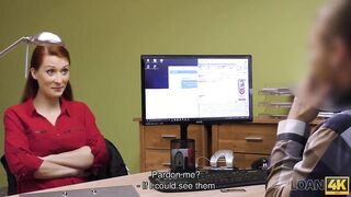 Amateur. Loan agent can assist red-haired beauty if she...
