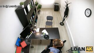 Amateur. Girl with tight pussy is drilled by money lender in his office