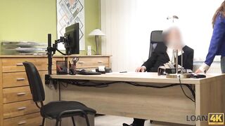 Amateur. Busty chick has sex in order to pay off her loan