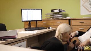 Amateur. First porn casting of Karol in office of loan manage