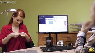 Amateur. Busty redhead pays with sex for development of her..
