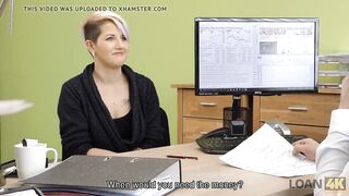 Amateur. Loan manager is ready to help girl right after...