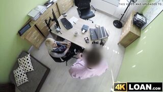 Beautiful blondie bent over and fucked hard in office