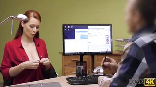 Amateur. Agent screws busty redhead because she really needs