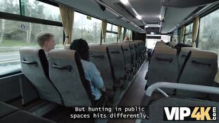 Amateur. Pretty big titted lady is fucking in the bus