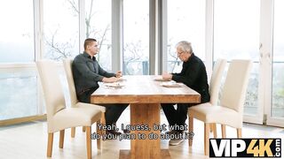 Amateur. Grey-haired cuckold doesnt disturb his wife with big breasts from cheating