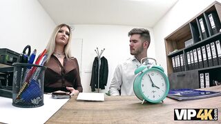 Amateur. Czech slut wife is showing off her big boobs in the bank while her hubby watching