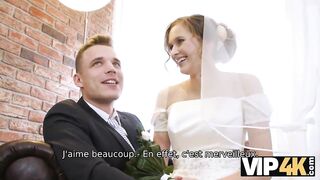 Amateur. Beauty in bridal dress sucks strangers’ cock and gets fucked