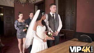 Amateur. Horny newlyweds cant resist and get intimate right after wedding