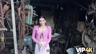 Amateur. Good fuck in the backyard with a debtor in leather lingerie