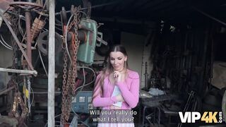 Amateur. Good fuck in the backyard with a debtor in leather lingerie