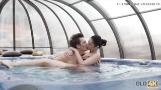 Pretty brunette was in mood to have fun with mature partner