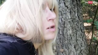 Outdoors in the forest this German teen amateur sucks cock & gets fucked hard - Hot