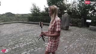 German outdoor fucking for amateur MILF leads to cum facial - Hot