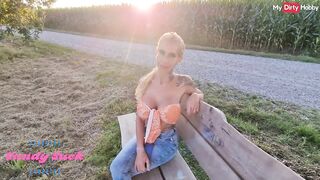 German MILF Candy Suck sucks cock outdoors & gets fucked in POV - Hot
