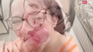 Nerdy Stepsis sucks stepbro & lets him fuck her doggy style - Hot
