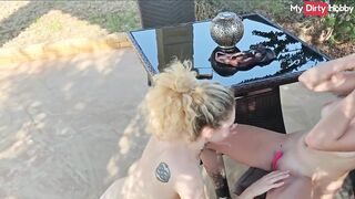 Blonde teens (18+) lick pussies and play with vibrator - Hot