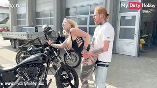 Hot - Busty blonde swallows cum in public