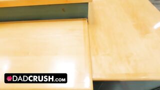 Stepdaughter Madi Collins Lets Stepdad Finger Her Pussy And Sucks Him Under The Table - StepDad