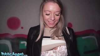 Public Agent - Blonde French girl caught masturbating in street fast hard fuck POV blowjob