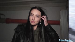 Public Agent Blue eyed babe sucks a fat big dick out in the snow in public
