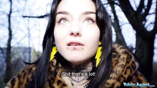 Public Agent French babe Crystal Cherry outdoor blowjob and big dick pov