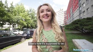 Public Agent Hot young blonde wants strangers big cock for content creation