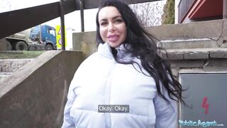 Public Agent Huge tits MILF public POV sloppy blowjob hardcore doggystyle fast fuck for curvy cougar