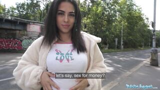 Public Agent petite British Brunette Sucks and Fucks after Nearly Getting Run Over by a Runaway Taxi
