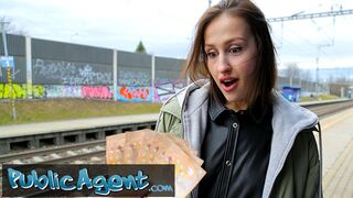 Public Agent Train Station smoker gets her tits out to pay the fine