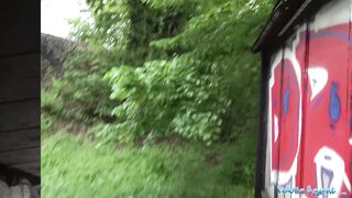 Public Agent Sexy tiny brunette Sandra Soul fucked in public