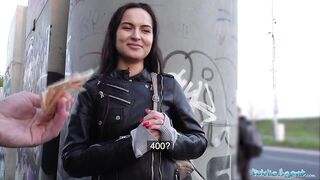 Public Agent Monica Brown has her tight Russian pussy fucked outdoors