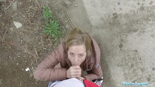 Public Agent Blonde runs from Police after fucking outdoors