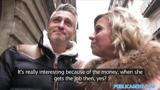 Public Agent Cheating wife with short blonde hair fucks for cash