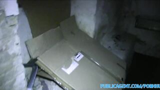 Amateur Brunette with big boobs fucked in a cellar