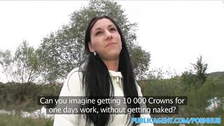 Amateur Long black haired babe fucks in public