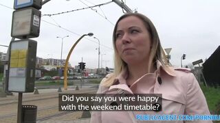 Amateur Bibi fucks a stranger outside for a free rail card