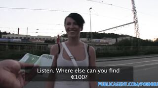 Amateur Big boob brunette fucked outside in public