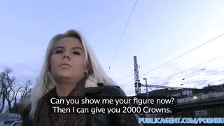 Amateur Bleached blonde babe gets fucked outdoors behind a coach