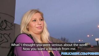 Amateur Curvy blonde accepts sex for money offer at bus stop