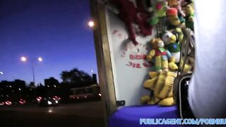 Amateur Blowjob on fairground ride before outdoor fuck