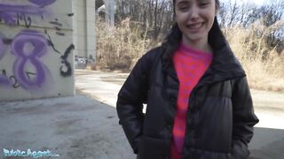 Public Agent - Young Spanish brunette with pert tits seduced in public into outdoor blowjob and sex