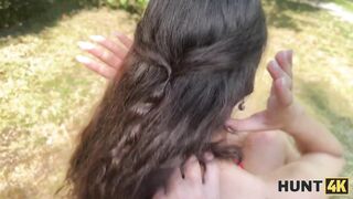 Amateur. Hunter talked a young lady into blowjob outdoors, she cheated on her husband immediately